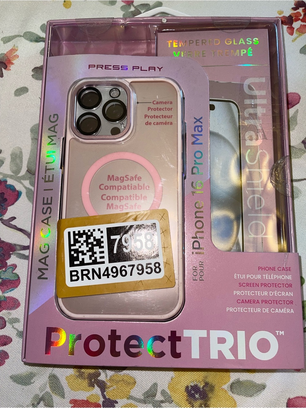 MagSafe-Compatible iPhone 16 Pro Max Case with Screen & Camera Protectors - Pink